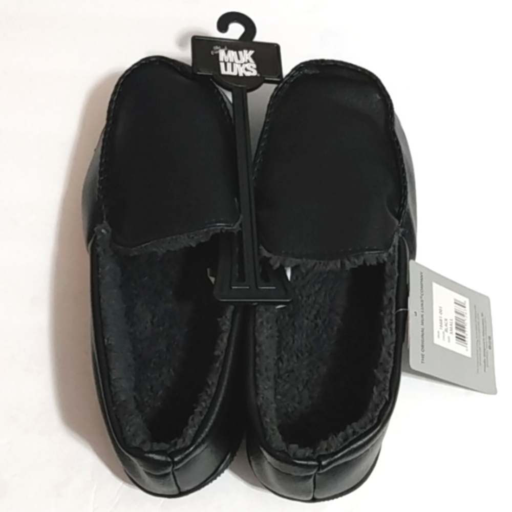 MUK LUKS MEN'S MEMORY FOAM SLIPPERS - Black - Size Small 8 to 9 NWT